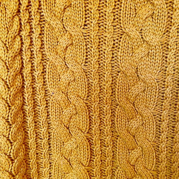 ELODIE mustard yellow chunky cable knit crew neck sweater, size XS - Picture 4 of 6